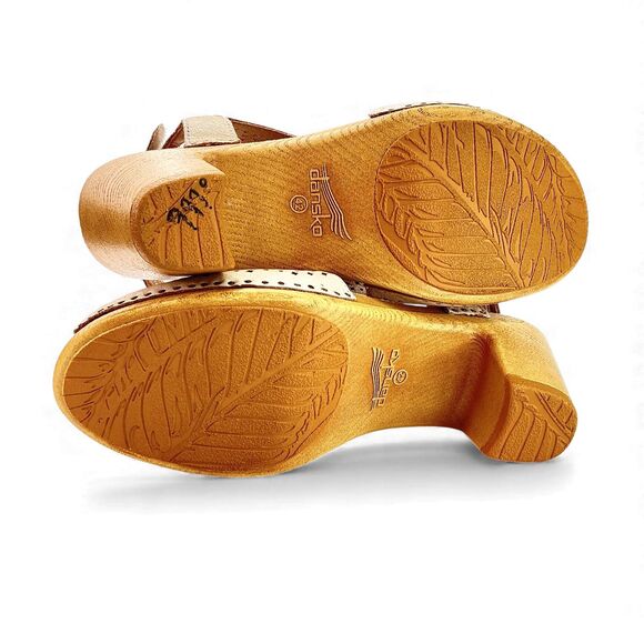 Dansko Women's Teagan Peep Toe Heeled Sandals Size 42 Slingback Vintage Beige - Picture 11 of 12